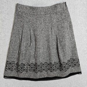 Any Taylor LOFT Women 4 Wool Silk Blend Tweed Pleated Skirt Sequin/Tulle Hem Zip